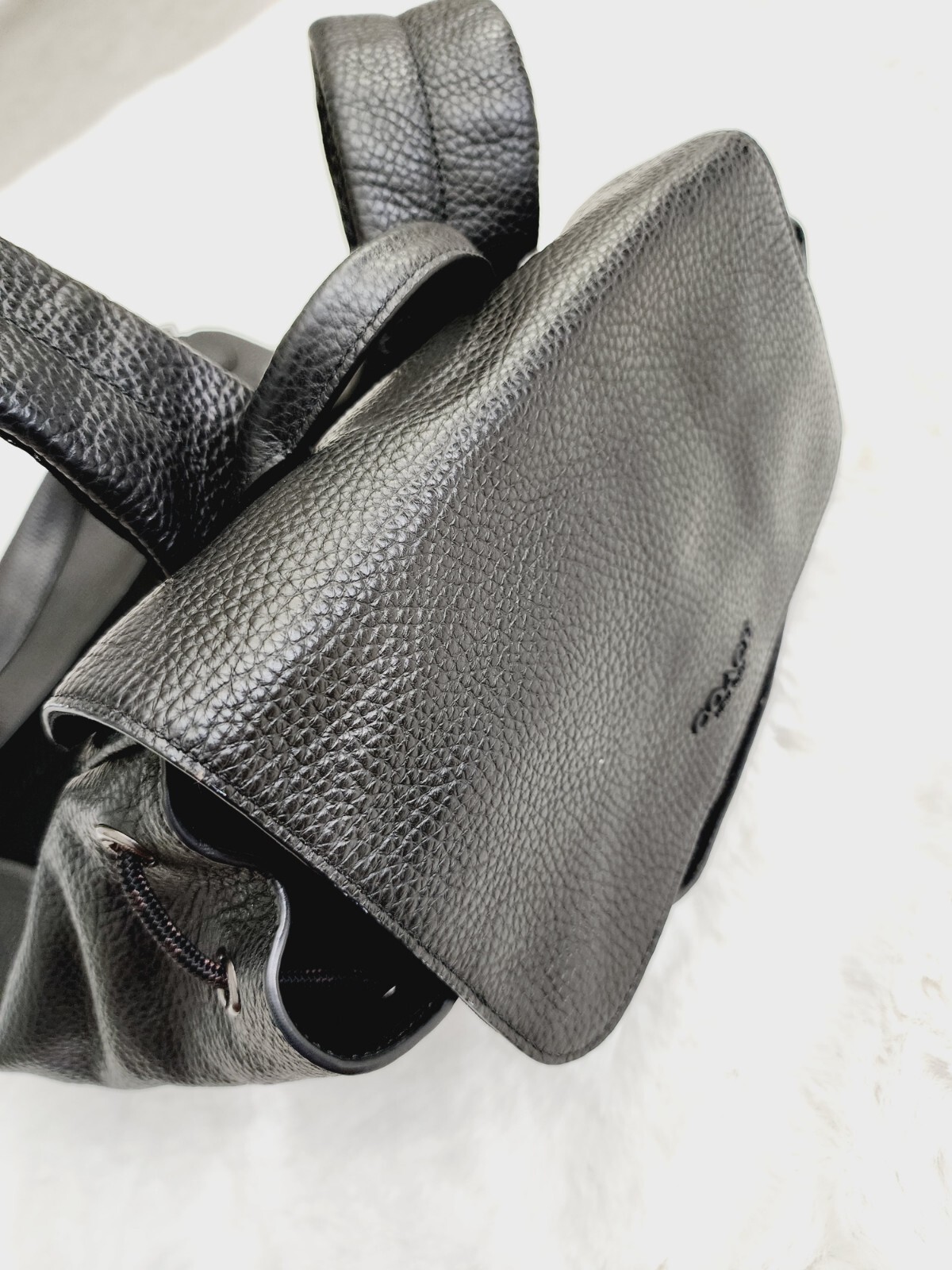 Coach Daypack Backpack Compact Black Pebble Leath… - image 20