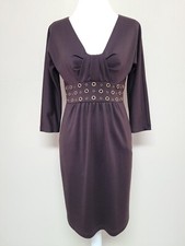 DAVID MEISTER Women's Dress 3/4 Sleeve Scoop Neck Brown Color Stretch.Size 2