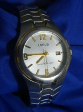 LORUS LR3368 SILVER GOLD TONE DEPLOYANT band WATCH NEW BATTERY A25