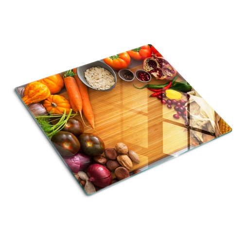Planche De Cuisine En Verre Trempé Tulup - 60x52 Cm - Motif Plantes Aromatiques