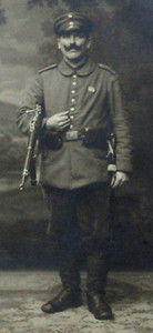 WWI German Infantry Soldier Photo Postcard Mauser Rifle Bayonet Buckle RPPC 1917