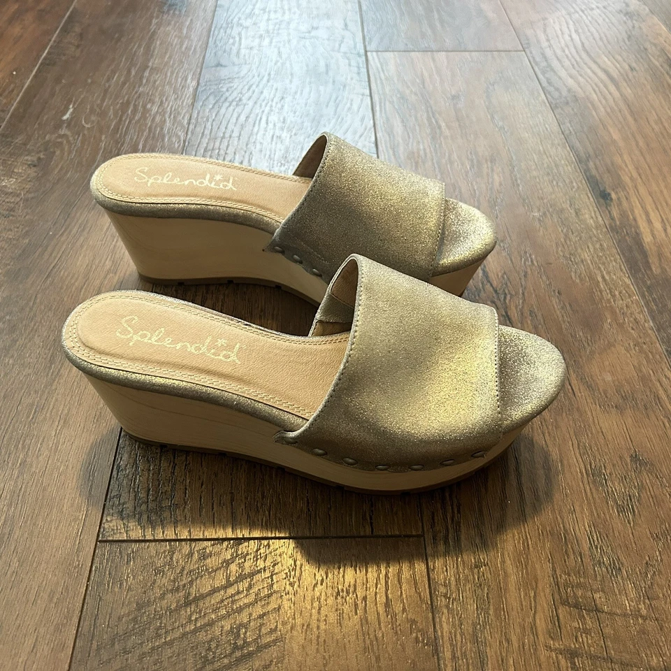 Splendid Champagne Lana Platform Leather Slide 6 - Image 4 of 4