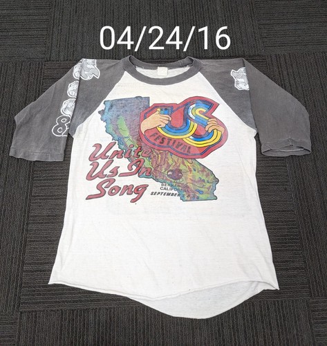Vintage Retro US Music Festival Baseball T-Shirt M Police Grateful Dead Cars