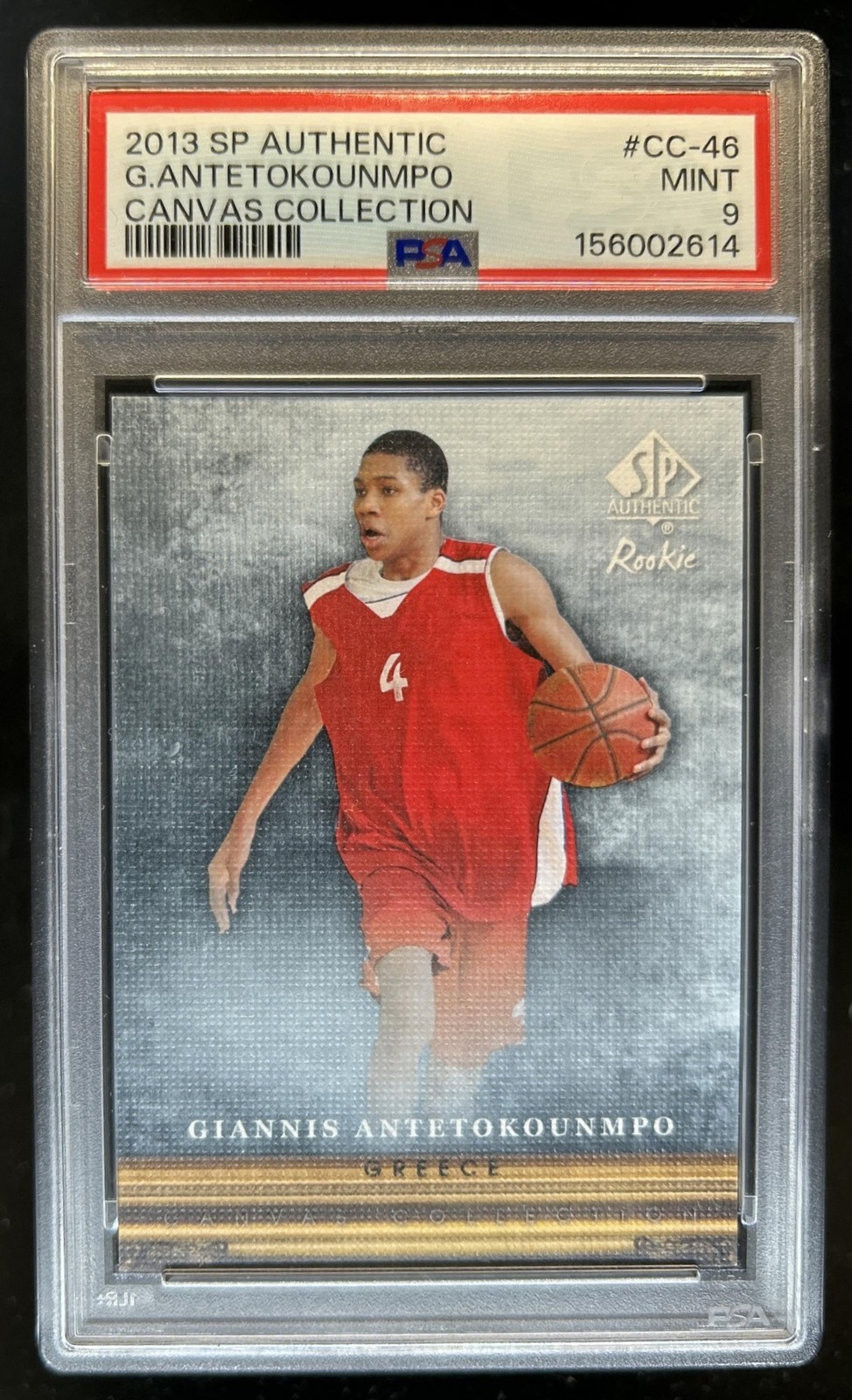 2013-14 SP Authentic Giannis Antetokounmpo Canvas Collection RC #CC-46 PSA 9 view 1