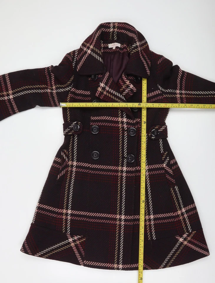 Casaco feminino Butterfly by Matthew Williamson marrom xadrez mistura de lã ervilha tamanho 8 - Imagem 2 de 4