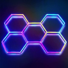 Rgb Hexagon Garage Lights Led Honeycomb Ceiling Lamps For Garage Home Gym Bar