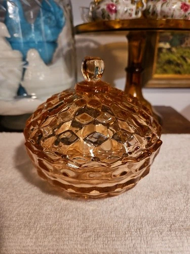 Fostoria Cubist Pink Depression Glass Candy Dish Sawtooth Edged Bowl With Lid