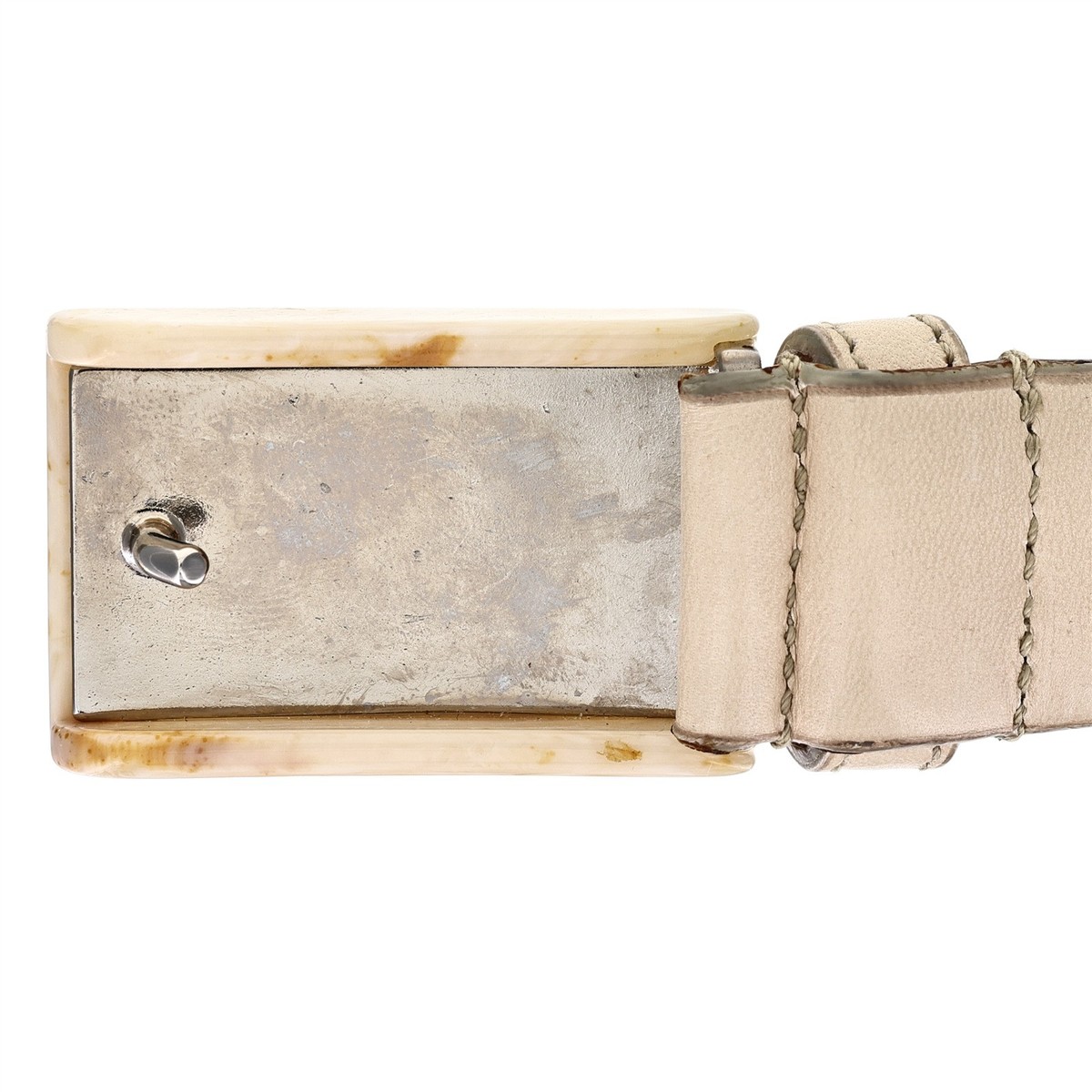 Vintage 90’s Prada Tortoiseshell Patent Leather Belt Ivory White 25 / 80 S Prada Milano Tortoise Buckle Beige Leather Italy Designer  main image 3
