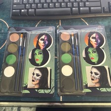 2 Halloween Makeup Palette 5 Colors Face Body Paint Oil Based with Brush Green