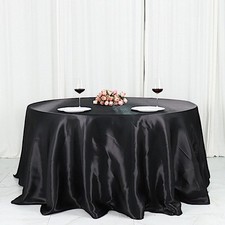 132" BLACK Satin Round TABLECLOTH Wedding Party Table Linens Party Decorations