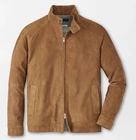 NEW MENS PETER MILLAR GOLF L/S SOHO SUEDE BOMBER COAT Jacket, MEDIUM, SADDLE