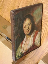 "LA BOHEMIENNE" Gypsy Girl  Painting by Frans Hals - Decoupage on wooden board
