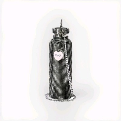 Paris Hilton  schwarze Glitzer-Trinkflasche, 750ml -metal water bottle, isoliert