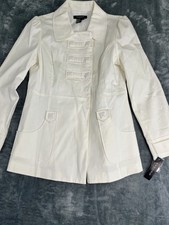 Sandro Womens White Button-Front Jacket Blazer L  NWT