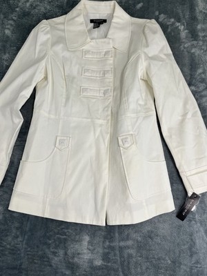 Sandro Womens White Button-Front Jacket Blazer L   NWT