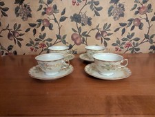 4-VINTAGE MEITO CHINA DALTON PATTERN-CUP/SAUCER SETS JAPAN