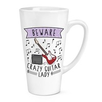 Beware VerrüCkte Gitarre Damen 483Ml Groß Latte Becher Tasse Mutter Tag Musik