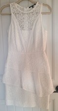 Gianni Bini Women's Size 2 White Lace Ruffle Mini Dress