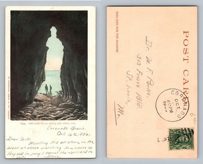 Coronado, CA-California, Lady of La Jolla Cave Scene PC Vintage c1906 Postcard
