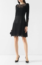 DOLCE&GABBANA BLACK FLORAL LACE DRESS w/SILK SLIP IT44 US8