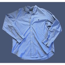 RALPH LAUREN Blue Plaid Classic Fit Button Up Long Sleeved Shirt Men  s Size: XL