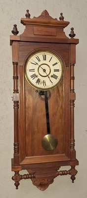 ANTIQUE ANSONIA QUEEN ELIZABETH WALL REGULATOR CHIME CLOCK PENDULUM &KEY WORKING