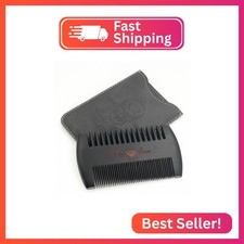 Menesia Black Wooden Beard Comb with Case for Men, Men's Wood Pocket Comb for Be