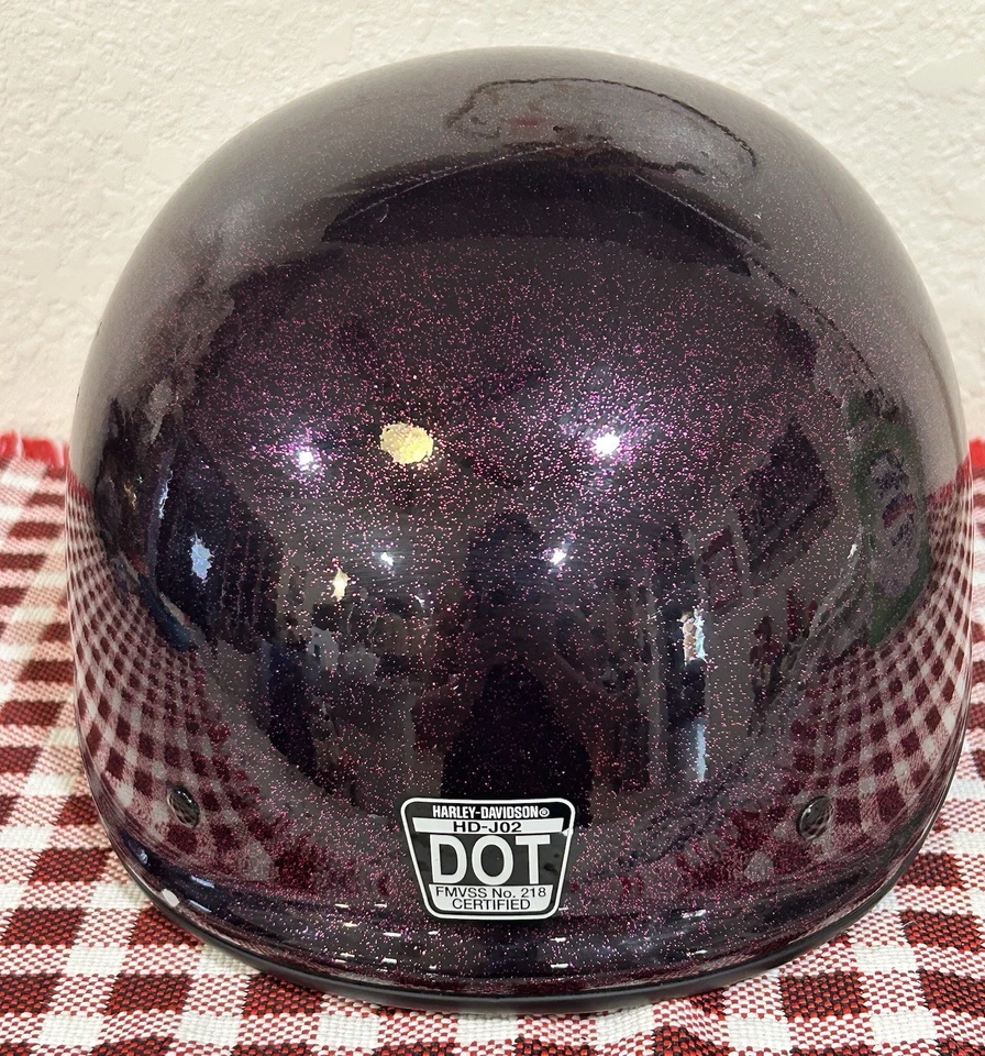 Medio casco Harley Davidson para mujer M etiqueta rosa brillo metálico escama Foto 4 de 4