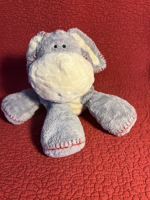 ELC Early Learning Center Gray Blossom Donkey Rattle Red Stitching Plush Stuffed