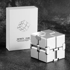 Metal Infinity Fidget Cube Toy for Adults,Cool Home Office Silvery