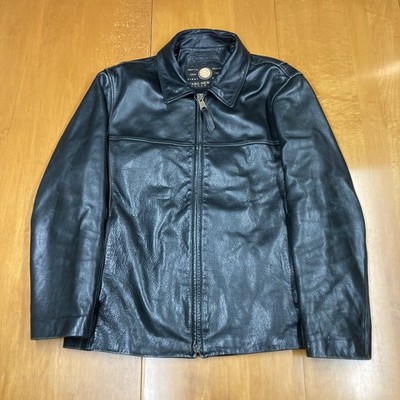 Vintage Y2K Andrew Marc New York Black Motorcycle Jacket Sz L Full Zip 