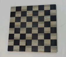 Marble Onyx Chess Checker Board Black & Striped White 11" x 11"