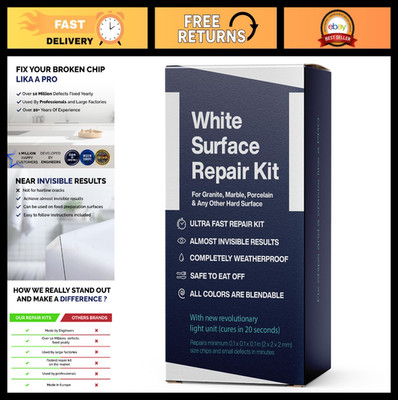 Quartz Countertop Repair Kit - Clear, White & Dark Acrylic for Tile, Fiberglass,