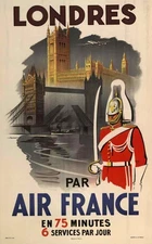 Air France London Guard Poster Vintage British Travel Advertising Art Print