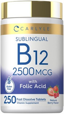 Carlyle Vitamin B12 Sublingual 2500 mcg | 250 Fast 250 Count (Pack of 1)