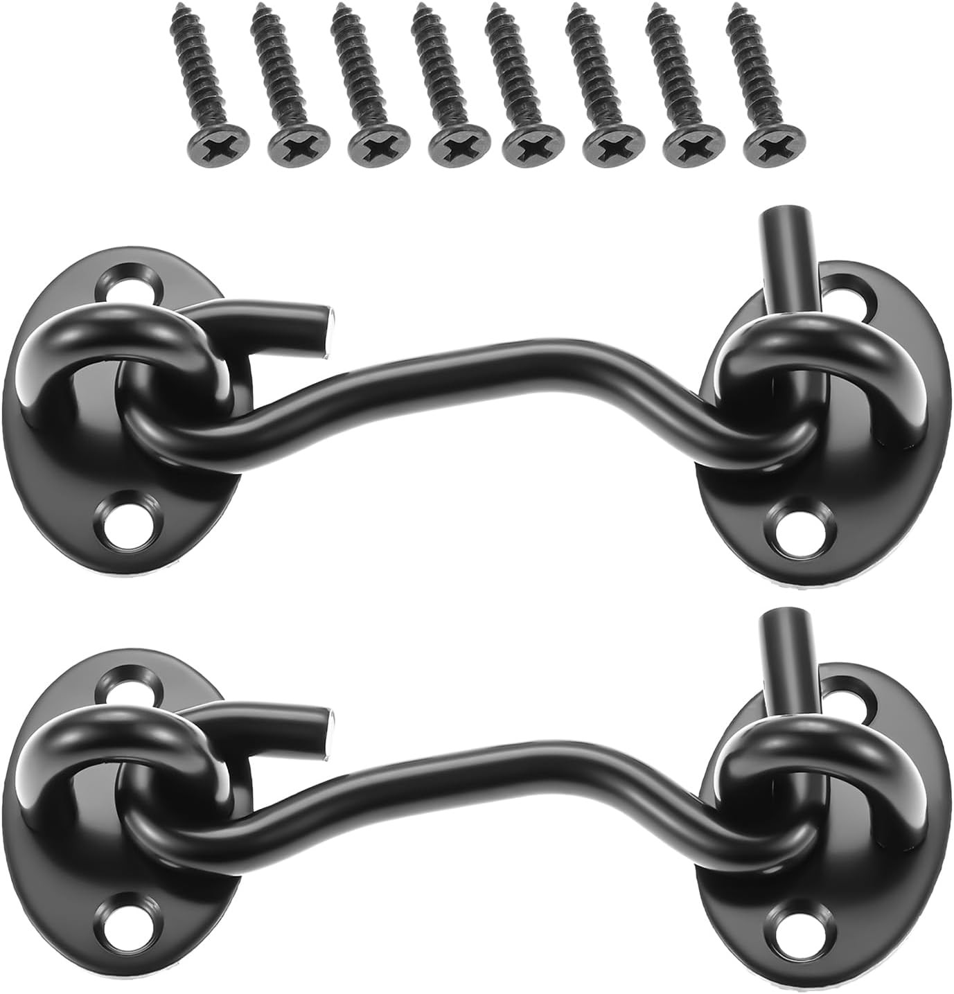 Black 3ins Cabin Hooks and Eye Latch Lock for Patio Doors Shed Gate 75mm Catch