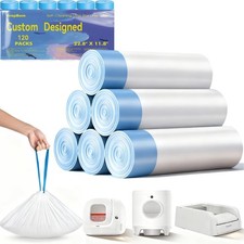 120 Count Automatic Cat Litter Bags Compatible with PURA MAX 2/MAX/X ScoopF...