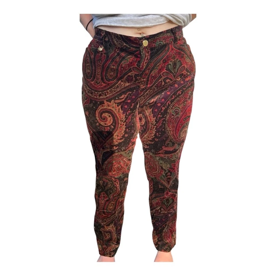 Lauren Ralph Lauren Women's Velvet Paisley Burgundy 90s Size 22W New  - Image 2 of 4