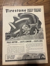 1955 Firestone Farm Tire Ad Featuring Minneapolis Moline Tractor Model U UB Z R