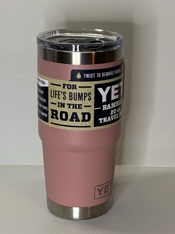 Caneca de viagem YETI Rambler 20 oz arenito rosa sem BPA nova com etiquetas - Imagem 2 de 4