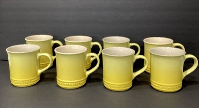 8 Le Creuset Vancouver 14oz Coffee Mugs Cup Soleil Yellow Ombre Fade FREE SHIP