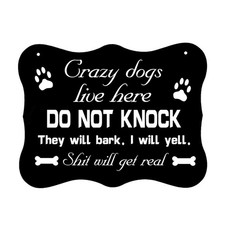 CAIRUO Funny Dog Sign for Home Decor Do Not Knock Sign Crazy Dogs Signs 8 x 6...