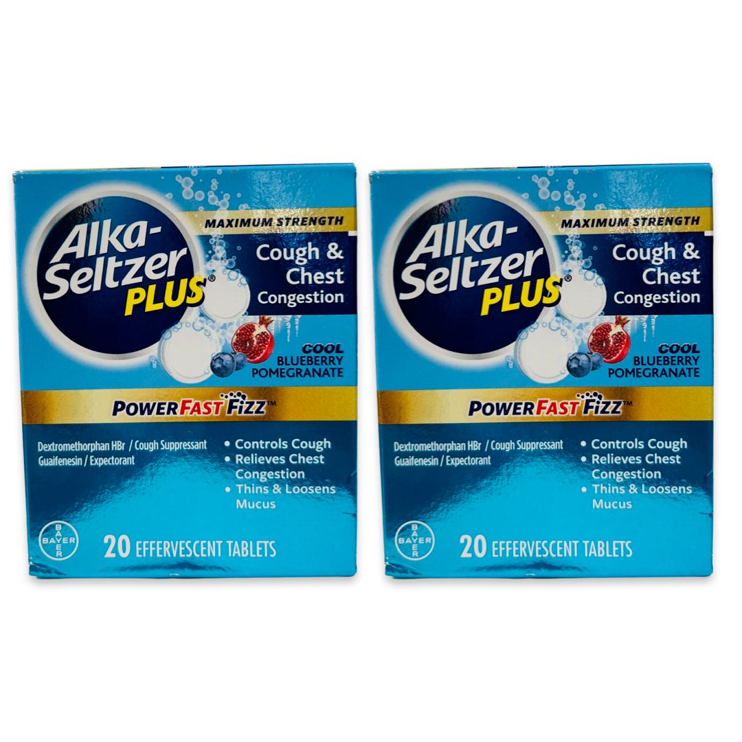 2 Pack AlkaSeltzer Plus, Cough & Chest Congestion, 20 tablets *EXP 5/