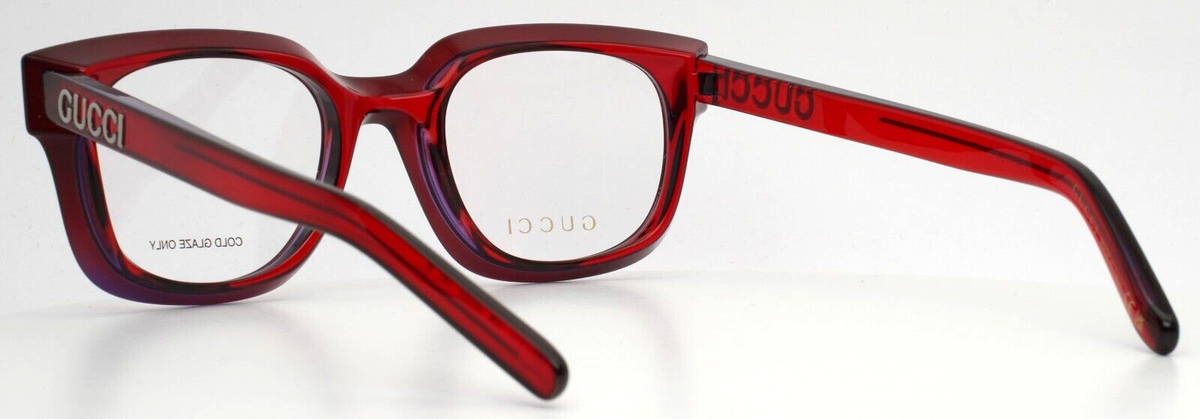 GUCCI GG1721O 004 Red Transparent Womens Square Eyeglasses GUCCI GG1721O 004 Red Transparent Womens Square Eyeglasses