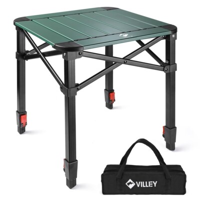 VILLEY Portable Folding Camping Table Aluminum Outdoor Tables Adjustable Heights