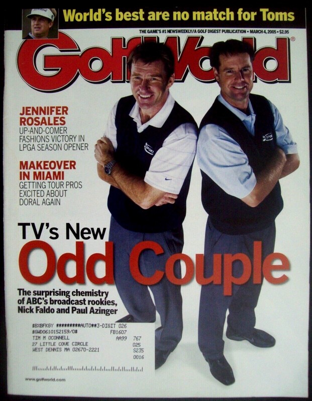 March 4, 2005 Golf World magazine - NICK FALDO & PAUL AZINGER Cover - David Toms