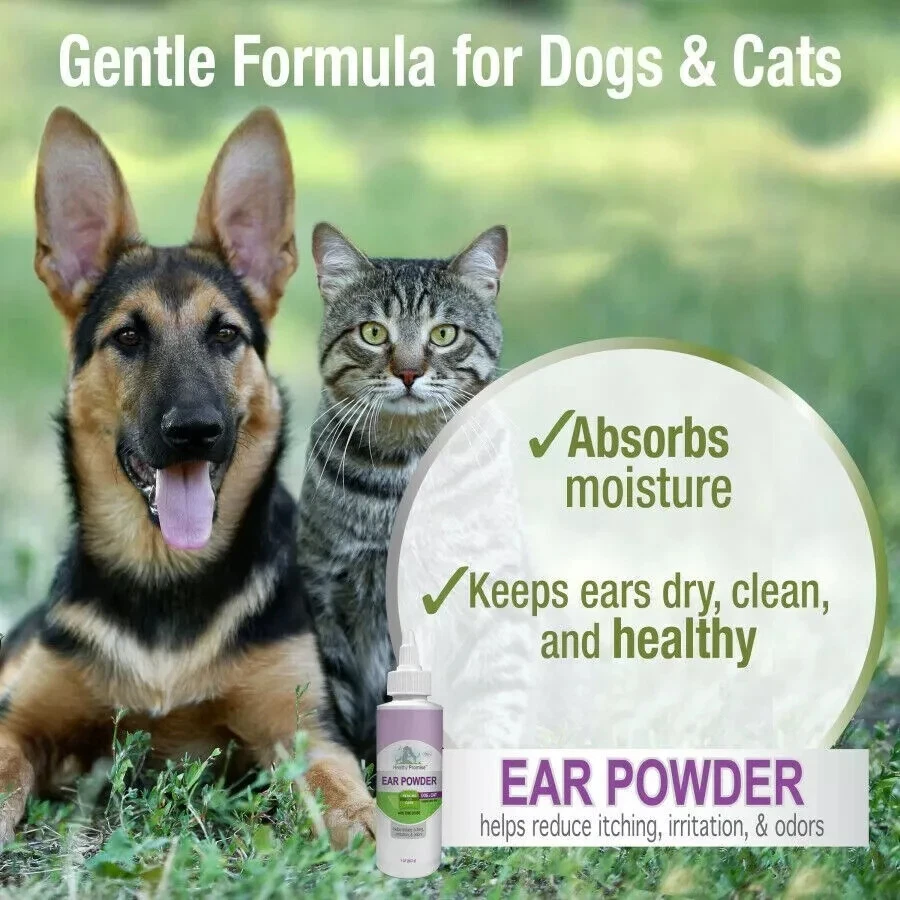 Four Paws Healthy Promise Ear Powder 1 oz com óxido de zinco e ALOE VERA. Cachorro gato - Imagem 3 de 3