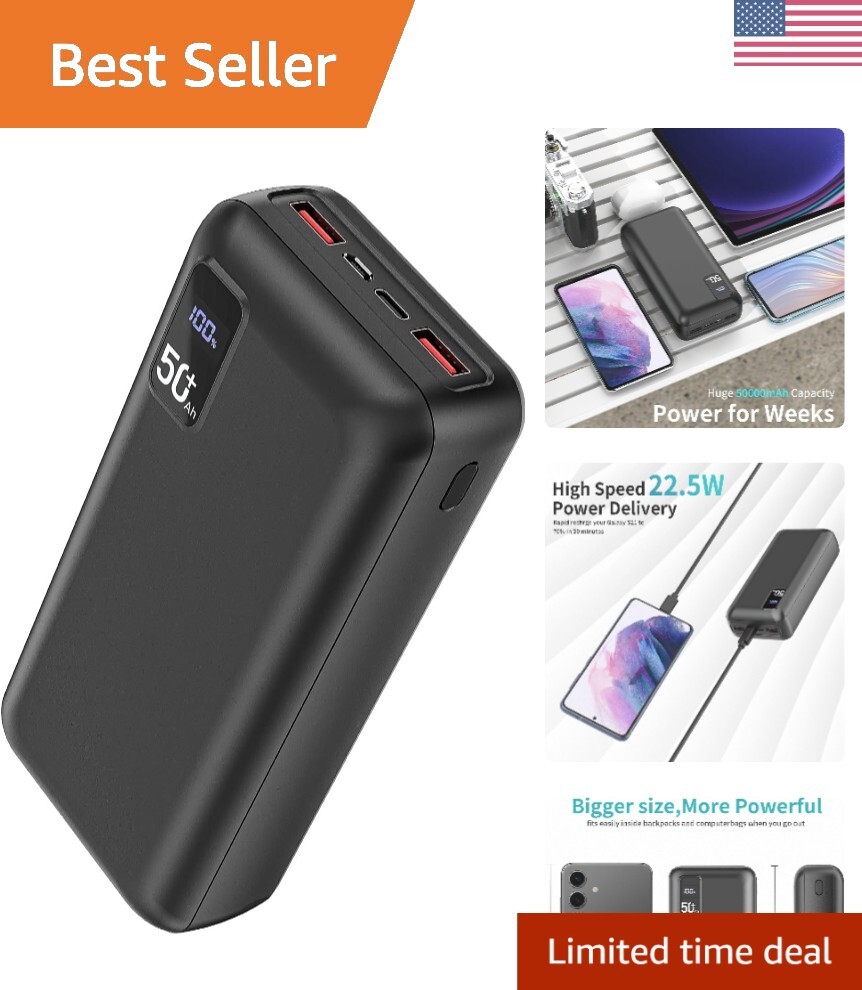 50,000mAh 22.5W Fast Charging Power Bank with USB-C Quick Charge