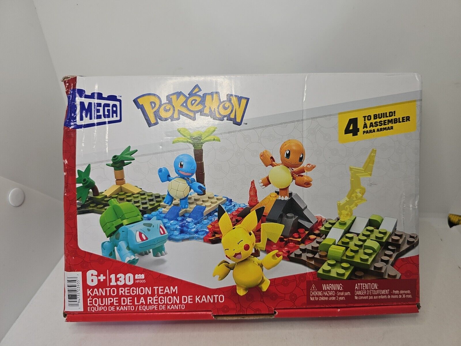 MEGA Pokémon Building Toy Kit Kanto Region Team With 4 Figures (130 Pieces)  For Kids