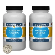 Potassium Chloride / 1 Pound / 2 Bottles / 99% Pure Food Grade / Fine Powder